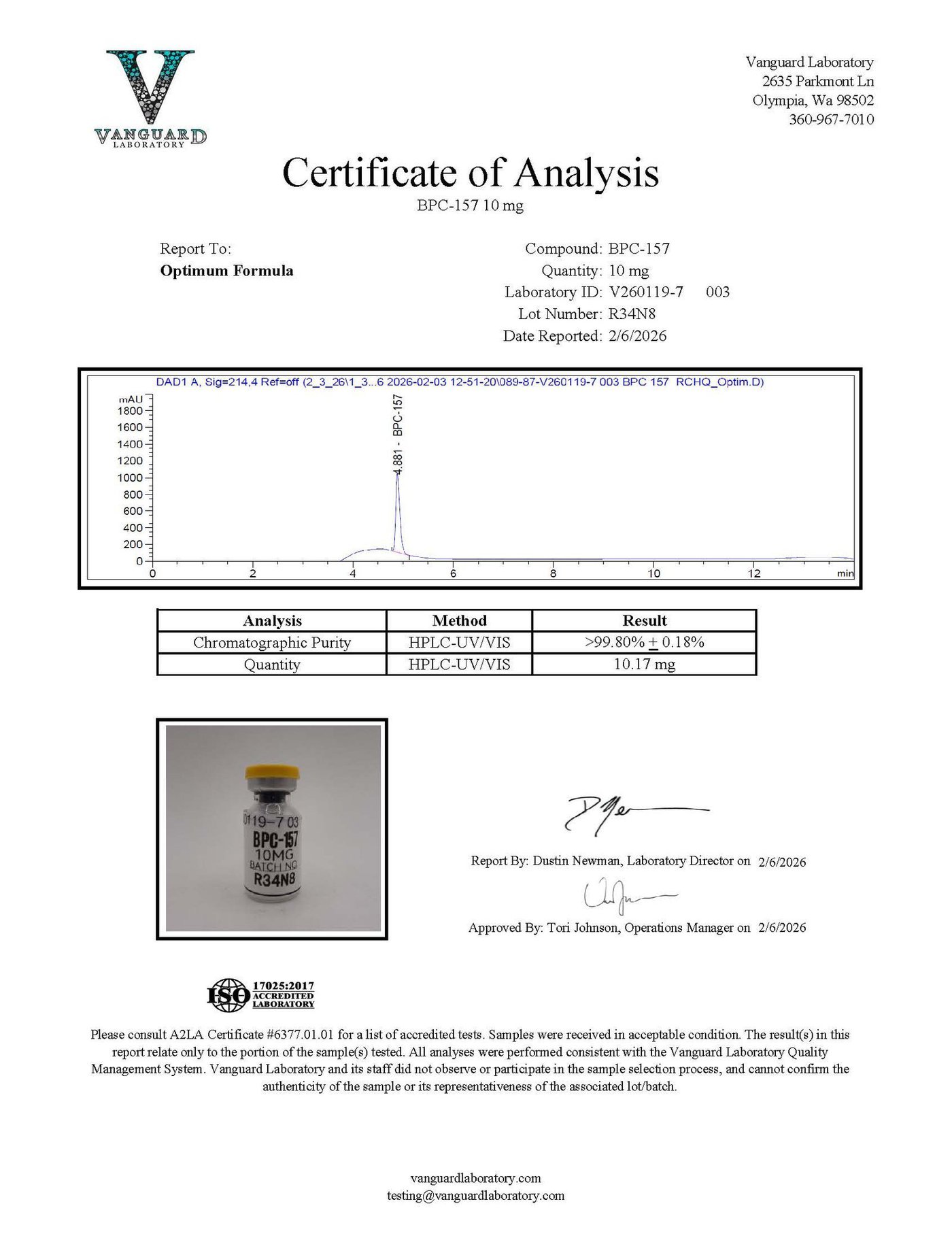 Detection report 3 of 7 for BPC-157