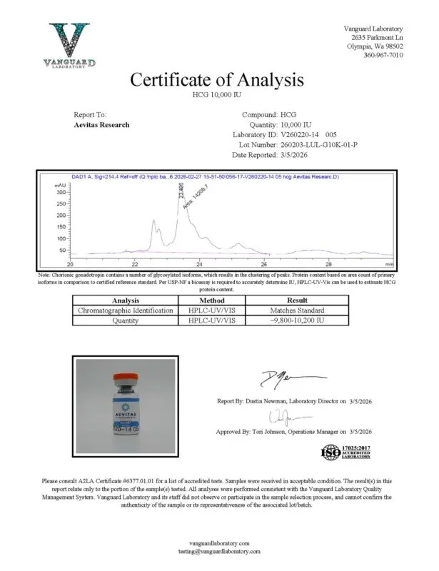 Detection report 1 of 2 for HCG
